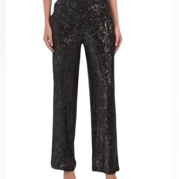 CABLE & GAUGE Black Sequin  Wide Leg Pant Trouser 📦 - Picture 1 of 12